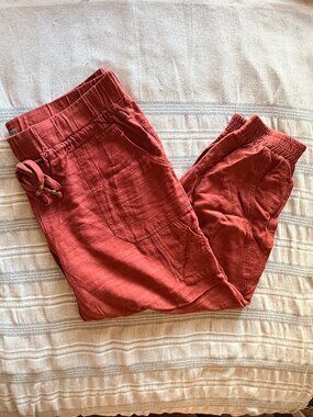 Wit & Wisdom Linen Blend Jogger Pants Rust Red Drawstring XL Nordstrom